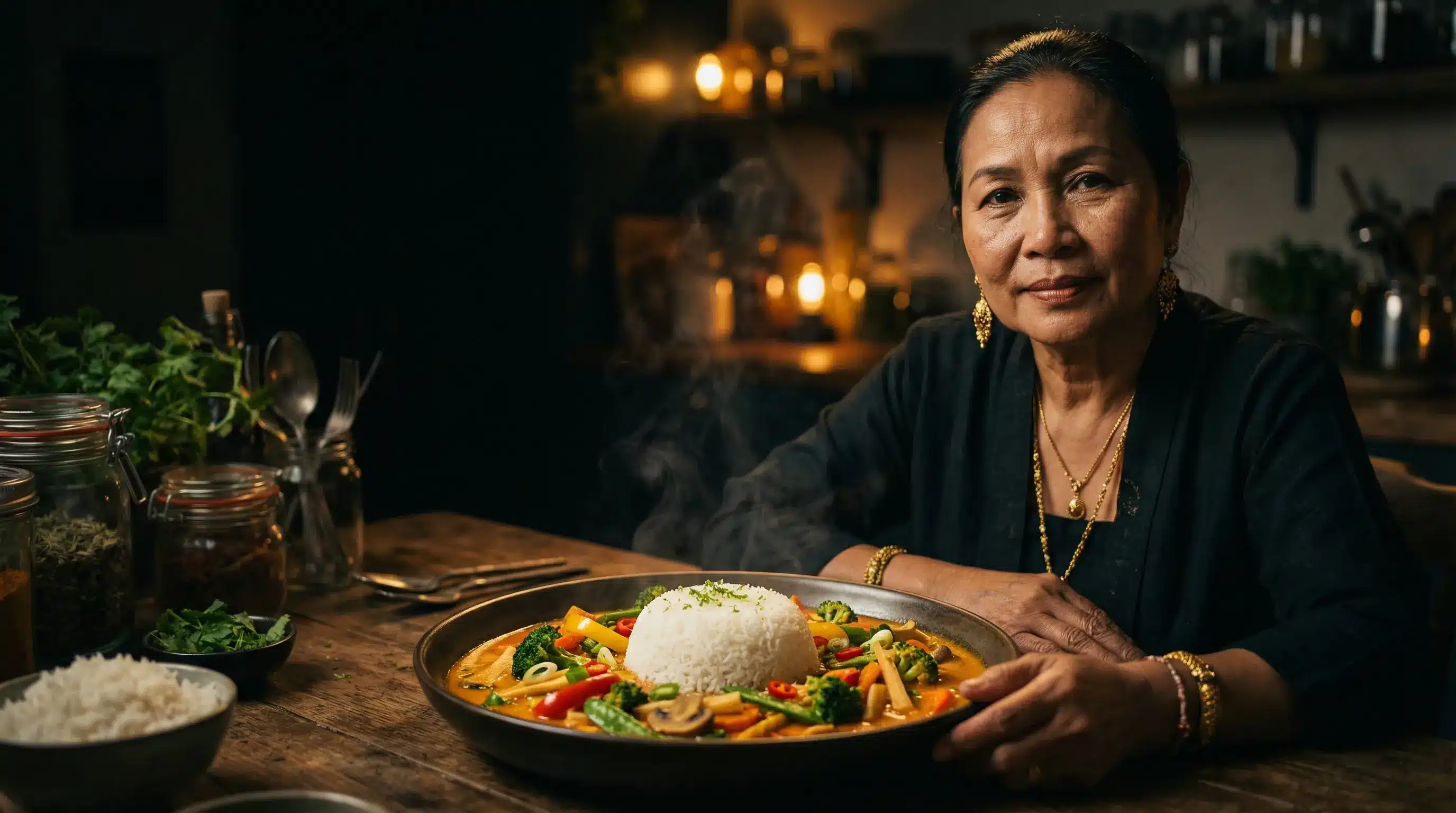 Malaysische Gemüse-Curry-Pfanne mit Basmatireis