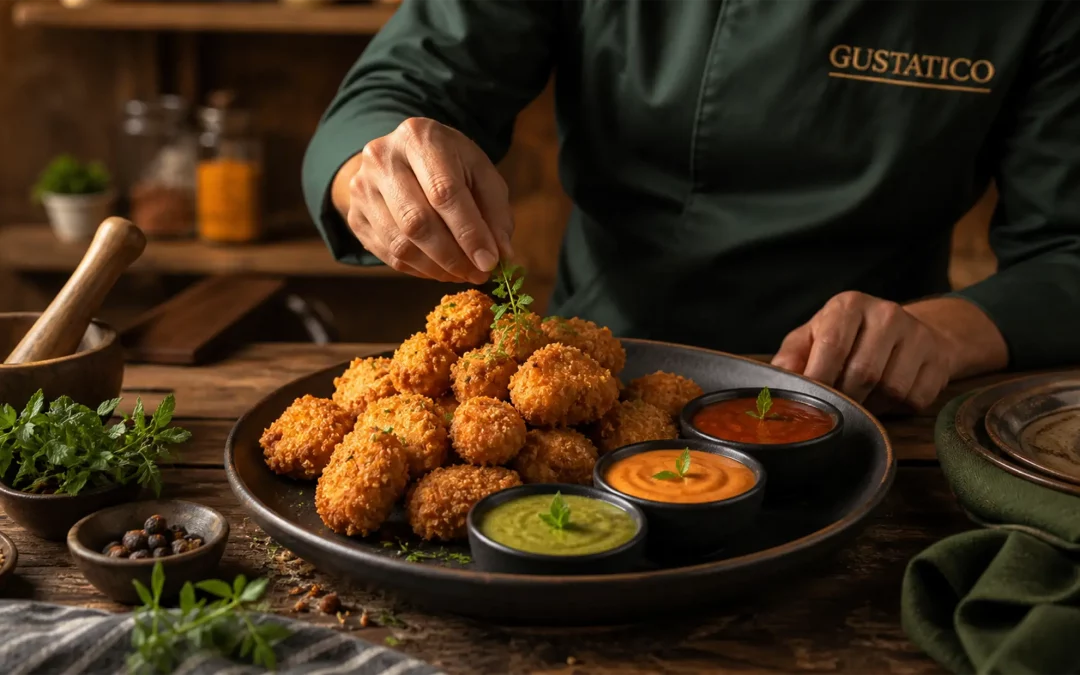 Chicken Bites in Rusk Panade mit dreierlei Dip