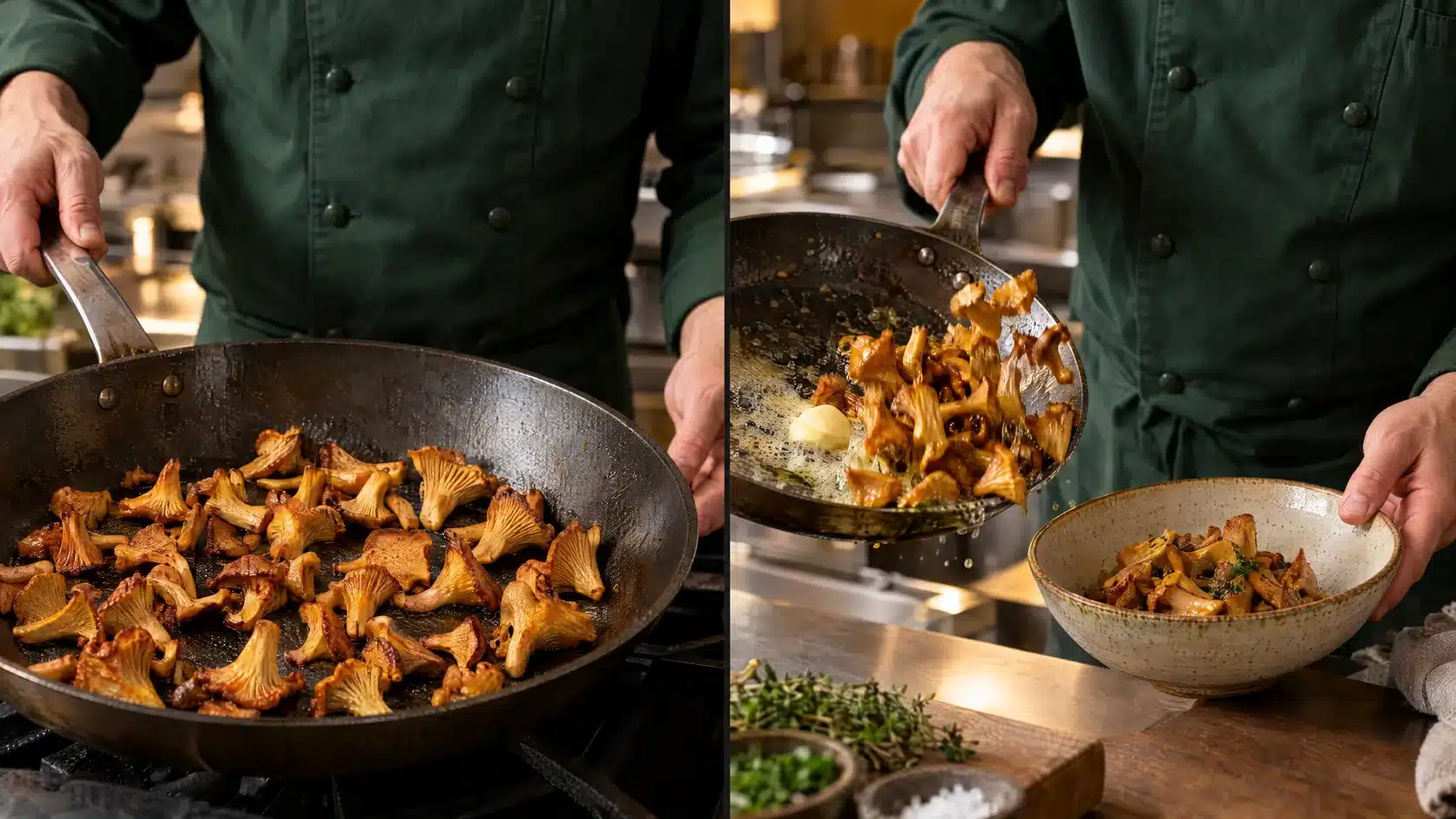 Schritt 5: die Pfifferlinge trocken rösten und in Butter schwenken