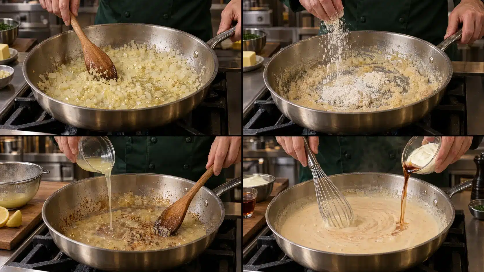 Schritt 6: die Pfifferling-Portweinsauce ansetzen und ablöschen